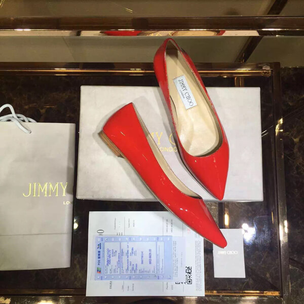 2016-17AW コレクション ジミーチュウスーパーコピー JIMMY CHOO☆ROMY レザーバレリーナ Red